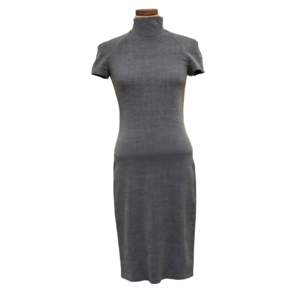 Emporio Armani Midi Sheath Dress Size XS Gray Wool Blend
